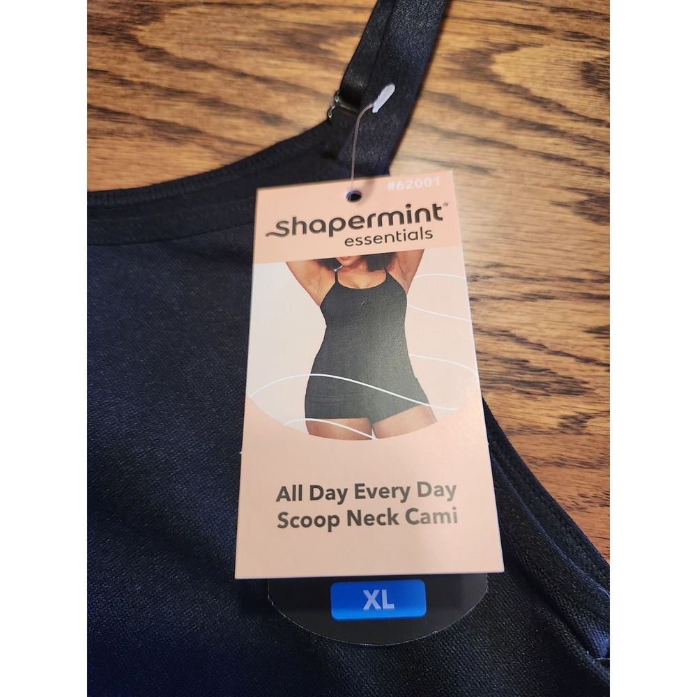 NWT Shapermint Essentials All Day Every Day Scoop Neck Cami XL Black Shapewear